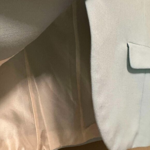 New XS relaxed ZARA Colarless V-neck Vest Flap Pocket Seafoam Green Button Lapel - Picture 6 of 7